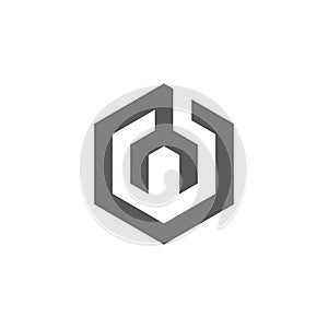 Wrench hexagon box shape logo vector