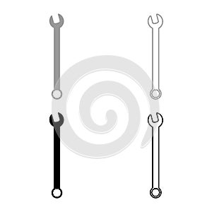 Wrench hexagon Spanner Hand tool Mechanic engineer instrument set icon grey black color vector illustration flat style image