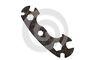 Wrench iron rusty old isolate close up