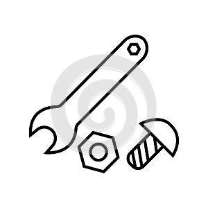 Wrench, nut and bolt icon photo