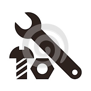 Wrench, nut and bolt icon