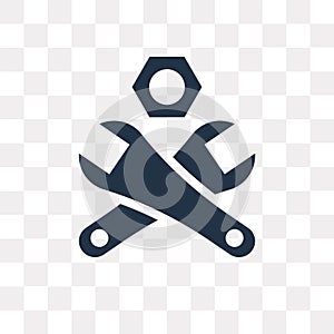 Wrench and Nut vector icon isolated on transparent background, W