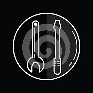 Wrench and screw driver icon. Vector illustration decorative design