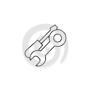 wrench with screwdriver line icon. wrench with screwdriver linear outline icon