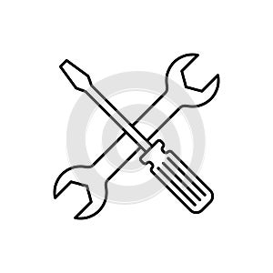 Wrench and screwdriver outline icon