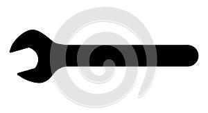 wrench silhouette shape, black and white vector illustration of hand tool spanner