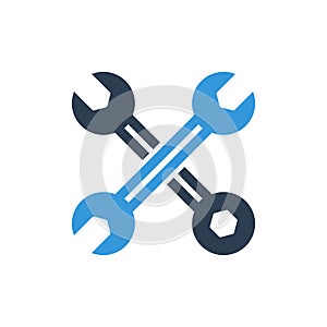 Wrench and Spanner repair tool. Mechanic or engineer instruments. Support service vector icon