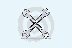 Wrench tool and Metric Spanner Wrench vector illustration. Mechanic working tools equipment objects icon concept. Wrench and Metri