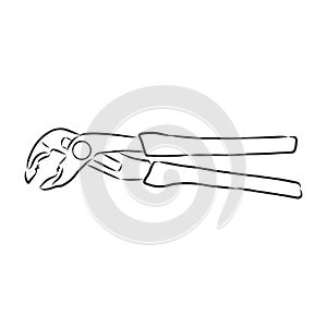 Wrench, vector sketch illustration. Wrench. Hand drawn in a graphic style. Vintage vector engraving illustration for poster, web.