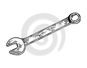 Wrench. Vintage vector engraving illustration for info graphic, poster, web. on white background