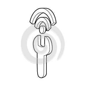 Wrench and wi fi sign icon, outline style