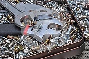 Wrenches and components bolts, nuts, washers, screws