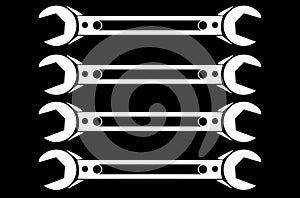 Wrenches, flat hand tools black  background