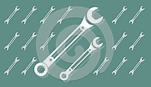 Wrenches, flat hand tools blue ,