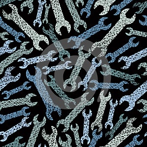 Wrenches seamless pattern, repair theme