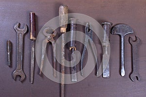 Wrenchs,various tools on background