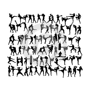 Wrestling and Boxing Sport Activity Silhouettes