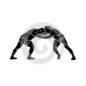 Wrestling logo vector template, Illustration symbol, Silhouette design