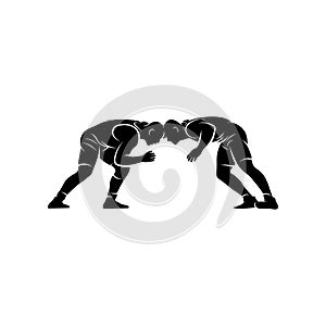 Wrestling logo vector template, Illustration symbol, Silhouette design