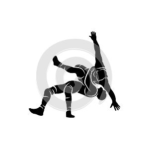 Wrestling logo vector template, Illustration symbol, Silhouette design