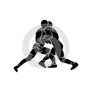 Wrestling logo vector template, Illustration symbol, Silhouette design