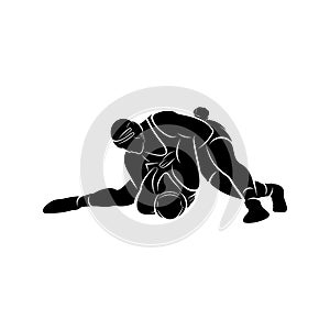 Wrestling logo vector template, Illustration symbol, Silhouette design