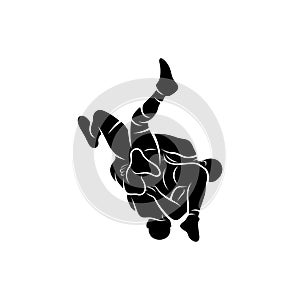 Wrestling logo vector template, Illustration symbol, Silhouette design