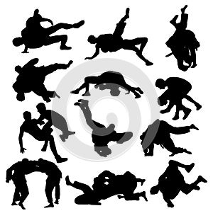 Wrestling Sport Activity Silhouettes