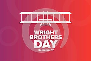 Wright Brothers Day. December 17. Holiday concept. Template for background, banner, card, poster with text inscription