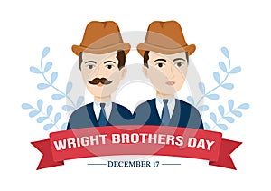 Wright Brothers Day on December 17th Template Hand Drawn Cartoon Illustration of the First Successful Flight in a Mechanically