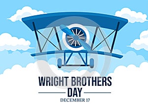 Wright Brothers Day on December 17th Template Hand Drawn Cartoon Illustration of the First Successful Flight in a Mechanically photo