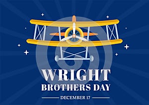 Wright Brothers Day on December 17th Template Hand Drawn Cartoon Illustration of the First Successful Flight in a Mechanically photo