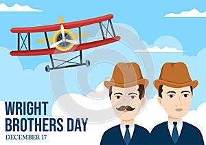 Wright Brothers Day on December 17th Template Hand Drawn Cartoon Illustration of the First Successful Flight in a Mechanically photo
