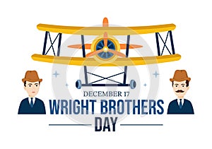 Wright Brothers Day on December 17th Template Hand Drawn Cartoon Illustration of the First Successful Flight in a Mechanically photo