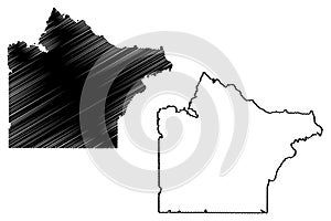 Wright County, Minnesota U.S. county, United States of America, USA, U.S., US map vector illustration, scribble sketch Wright