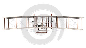 Wright Flyer 1- Back view white background 3D Rendering Ilustracion 3D