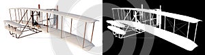 Wright Flyer 1- perspective F view white background alpha png 3D Rendering Ilustracion 3D photo