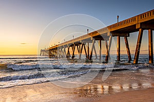 Johnnie Mercers Fishing Pier at sunrise in Wrightsville Beach east of Wilmington,North Carolina,United State.