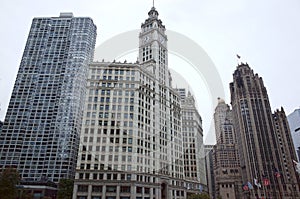 The Wrigley Building, Tribune Tower in Chicago, Illinois, USA