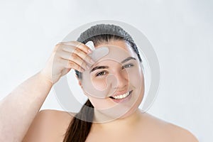 wrinkle care curvy woman face lifting treatment