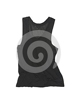 Wrinkled black male tank top isolated on white