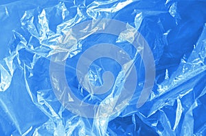 Wrinkled blue plastic