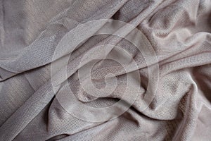 Wrinkled dull dusky pink unprinted polyester mesh