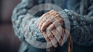 The wrinkled elderly hands.AI generated image