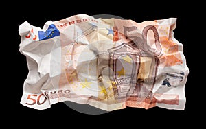 Wrinkled euro money