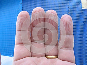 Wrinkled fingers photo
