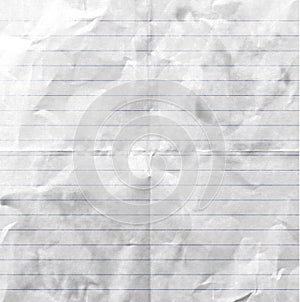 Wrinkled and folded lined writing paper background