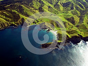 Wrinkled Green Coastline of New Zealand