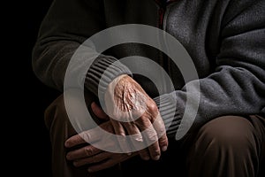 wrinkled hands elderly man