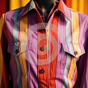 Wrinkled stripes industry seam grunge buttons check front male background pure collar cuff